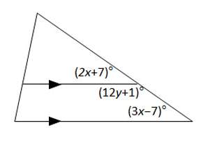 Find the value of x and y.  x=15, y=12 x=14, y=11 x=14, y=12 x=15, y=1