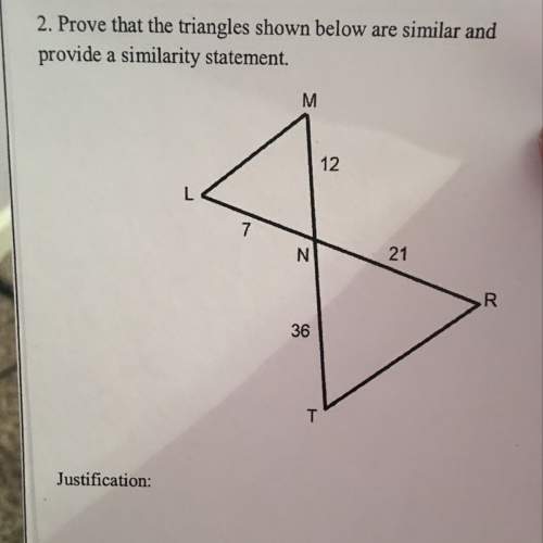 Prove that the triangles shown below are similar and provide a similarity statement
