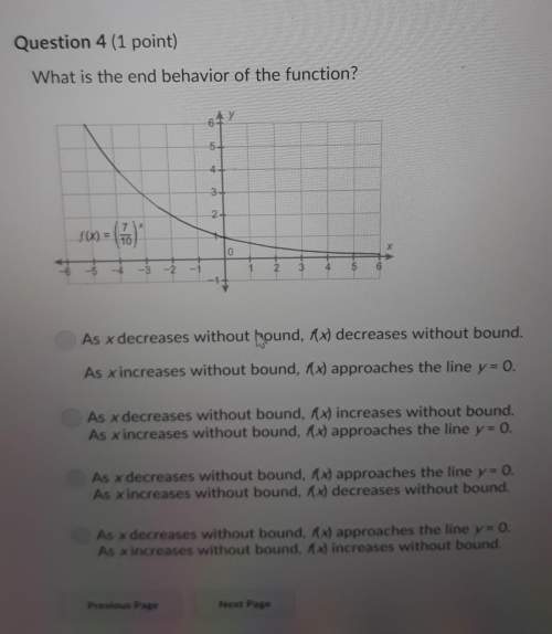 What is the end behavior of the functionf(x)=(7/10)^x answer correctly