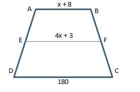 Ef is the midsgement of trapezoid abcd. solve for x.