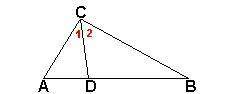 Given: angle 1 = angle 2. if ac: bc = 3: 5 and ab = 12, find db. explain step by step if poss
