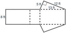(20 points) use a net to find the surface area of the right triangular prism shown below: