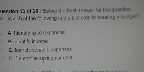 Wich of the following is the last step in creating a budget