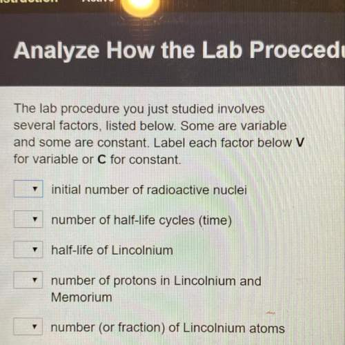 The lab procedure you just studied involves several factors, listed below. some are variable