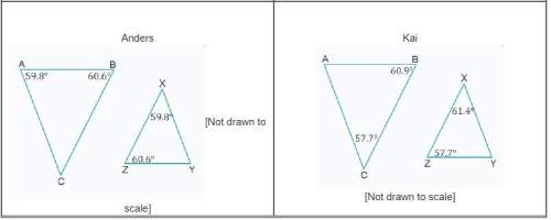 Four students were asked to label angles in pairs of triangles. their drawings are shown below.