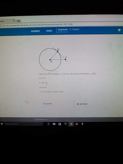 Given that bc is tangent to circle a what kind of triangle is it,