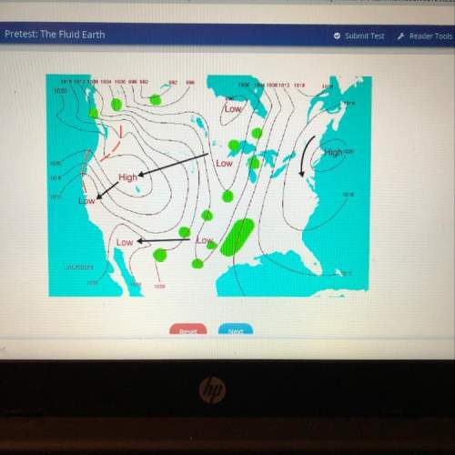 Aweather map shows contrasting systems of low and high pressure zones. choose the arrow that shows t