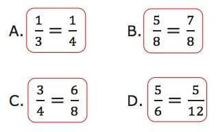The fractions with the same numerators and different denominators are not equivalent. ne