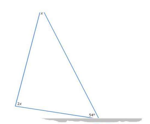 What is the value of x, when a scalene triangle's measurements are x, 2x, and 54 ?
