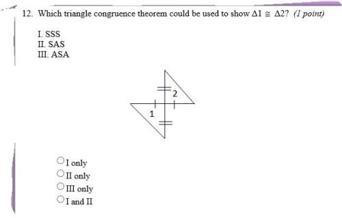 Which triangle congruence theorem could be used to show triangle 1 is congruent to triangle 2&lt;