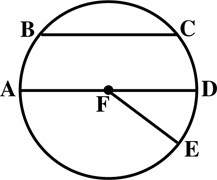 Choose the most specific description of line fe.  arc chord circle dia