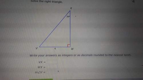 Solve for the right triangle angle v 51