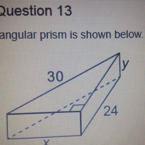 Atriangular prism is shown below. the base of the prism is a right triangle.  the volume