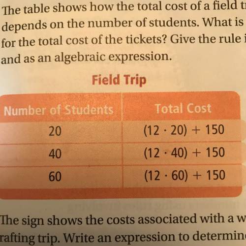 The table shows how the total cost of a field trip depends on the number of students. what is a rule