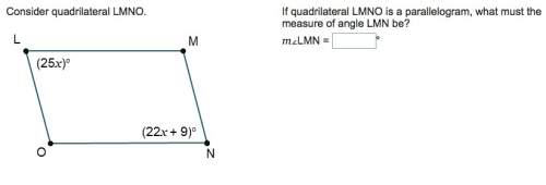 If quadrilateral lmno is a parallelogram, what must the measure of angle lmn be?
