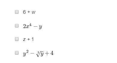 Which expressions are polynomials?  select each correct answer.&lt;