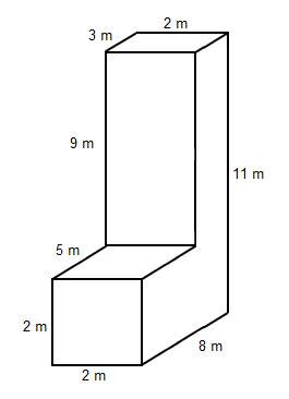 What is the surface area of the composite solid?  (picture 1) a. 119 m2 b. 1