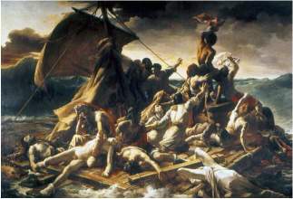 This artwork is called the raft of the medusa, painted by géricault. all the visual elements incorpo