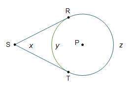 Which statement is true regarding the diagram of circle p? the sum of y and z must be 2x. the sum o