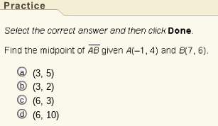 Find the midpoint of ab given a(-1, 4) and b(7, 6).