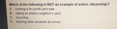 Which of the following is not an example of active citizenship? a. running a for-profit yard saleb.