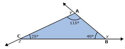 What is the sum of the measures of the exterior angles of triangle acb?  a. 135° b