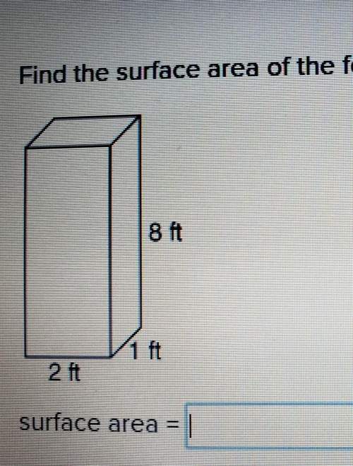The question is find the surface area if this rectangular prism