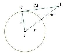 Line segment kl is tangent to circle j at point k. what is the length of the