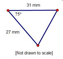 What is the approximate length of the third side of the triangle below?  22.2 mm 25.8 mm