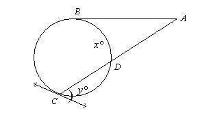 Ab is tangent to the circle at b m&lt; a = 14 and mbc = 112 (the figure is not drawn to scale.
