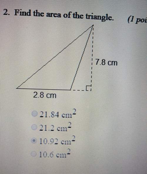 Find the area of the triangle. check my answer i need this done now! you so much! : )