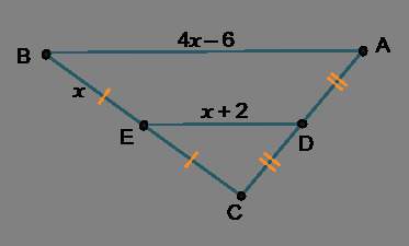 What is the length of bc?  from the markings on the diagram, we can tell e is the midpoi