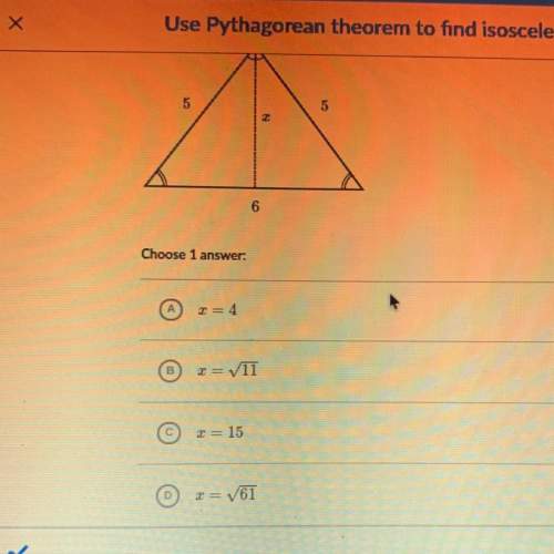 Find the value of x in the isosceles triangle shown