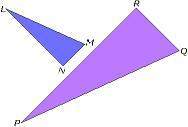 Triangle lmn is similar to triangle pqr. the length of pq is twice the length of lm. if