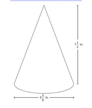 Acone and its dimensions are shown in the diagram. what is the volume of the cone in cubic inches?