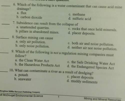 6. which of the following is a water ontaminant that can cause acid minedrainagea flux