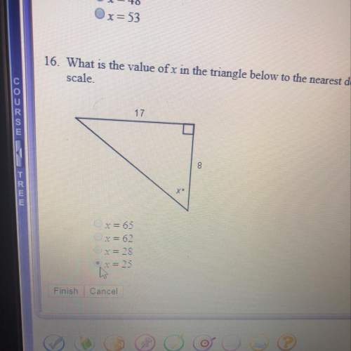 What is the value of x in the triangle below to the nearest degree? the triangle is not drawn to sc