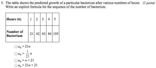the table shows the predicted growth of a particular bacterium after various numbers of