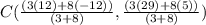 C(\frac{(3(12)+8(-12))}{(3+8)},\frac{(3(29)+8(5))}{(3+8)})