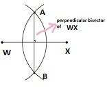 Explain how you would contruct a perpendicular bisector of wx using a compass and a straightedge.