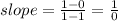 slope =\frac{1-0}{1-1}=\frac{1}{0}