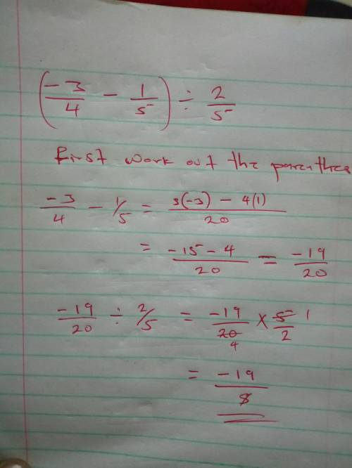3/4 - 1/5 divide by 2/5  can you  give the answer and step by step instructions on how you got it
