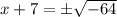 x + 7 = \pm\sqrt{-64}