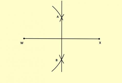 Segment wx is shown. explain how you would construct a perpendicular bisector of wx using a compass