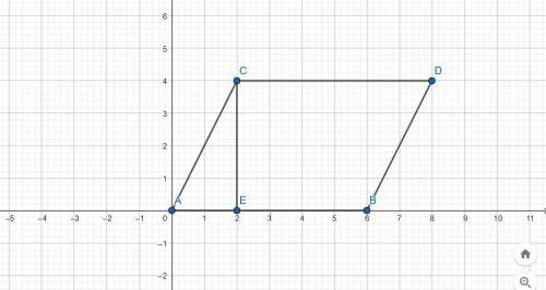 Find the area of a parallelogram pgrm with vertices at (0,0) (6,0) (2,4) and (8,4)