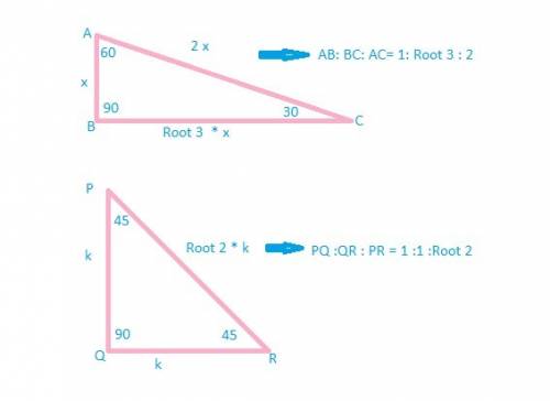 How are the proofs the side length ratios of 30-60-90 and 45-45-90 triangles similar?  how are they