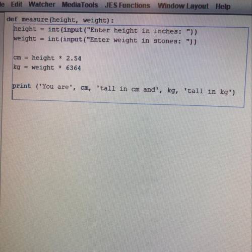 Write a program to convert a person's height in inches into centimetres #and their weight in stones