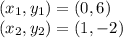 (x_ {1}, y_ {1}) = (0,6)\\(x_ {2}, y_ {2}) = (1, -2)