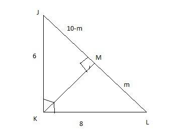 The figure shows three right triangles. triangles jkm, klm, and jlk are similar. theorem:  if two tr