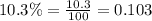 10.3\%=\frac{10.3}{100}=0.103